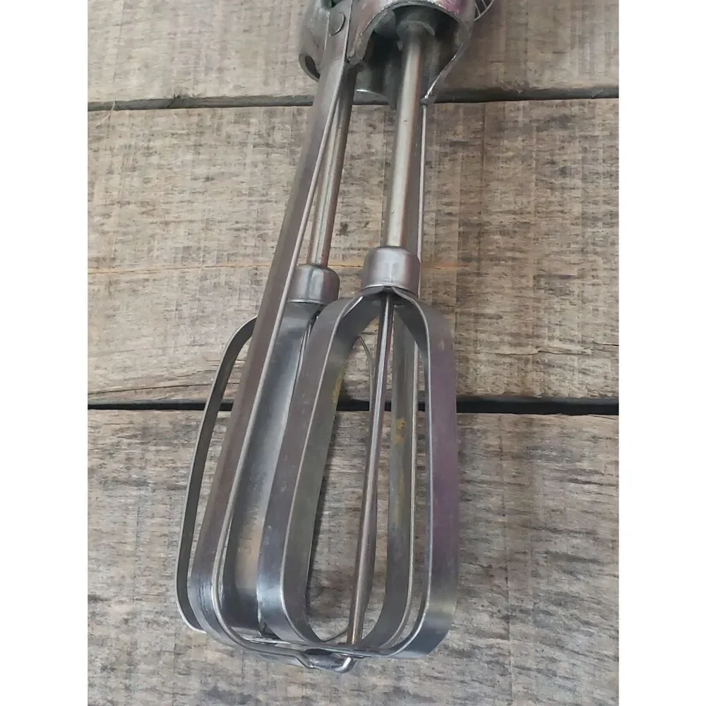 VINTAGE EKCO BEST FLINT Hand Held Mixer Yellow & Stainless Steel